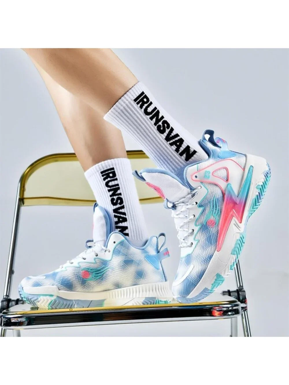 Women's Blue Breathable Non Slip Running Sneakers Comfortable Basketball Shoes